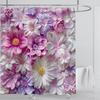 3D Red Floral Shower Curtain Set Pink Flower Design Fabric Bathroom Decor Waterproof Washable Shower Curtain Set with Hooks