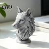 Modern Wolf Head Decor 3D Printed Figurine, Realistic Statue with Round Animal Sculpture Base, Wild for Home Office Bookshelf