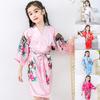 Girls Children Long-Sleeve Floral Printing Dressing Gown Bath Robe Sleepwear