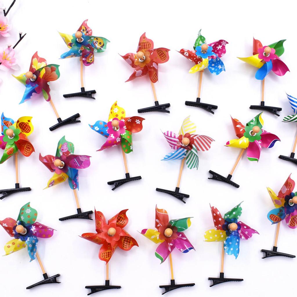 Pack of 24 Pinwheel Hair Clip Colorful Windmill Hairpins Fun Hair Barrette Women Headwear Elegant Hair Pin Accessories