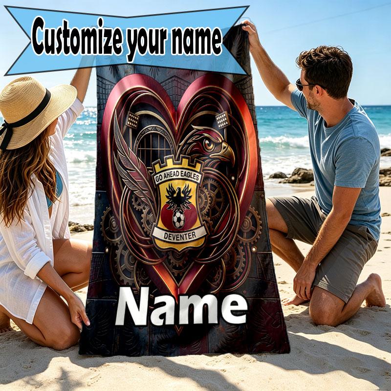 Custom Name Personalized Go Ahead Eagles Print Beach Towel, for Trip Camping Beach Party Home Decor, Birthday Gift for Family & Friends