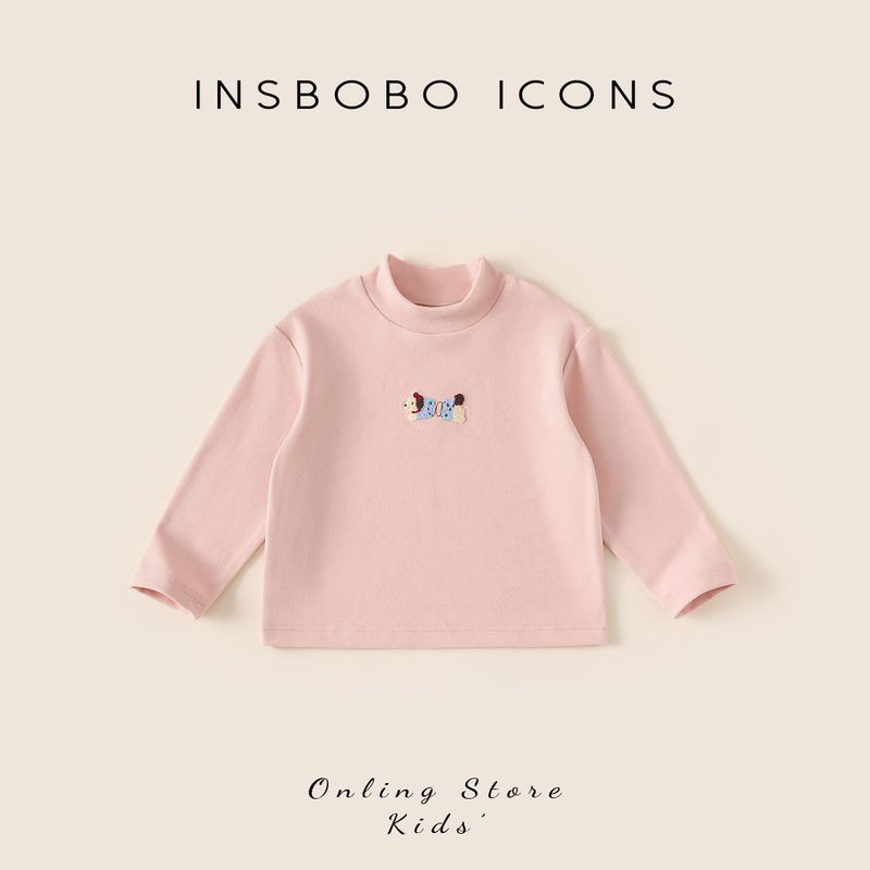 Insbobo Kidsren's Tops Autumn and Winter Girls' Long-Sleeved T-Shirts 2025 Winter New Style Boys' Half Turtleneck Bottoming Shirts Trendy