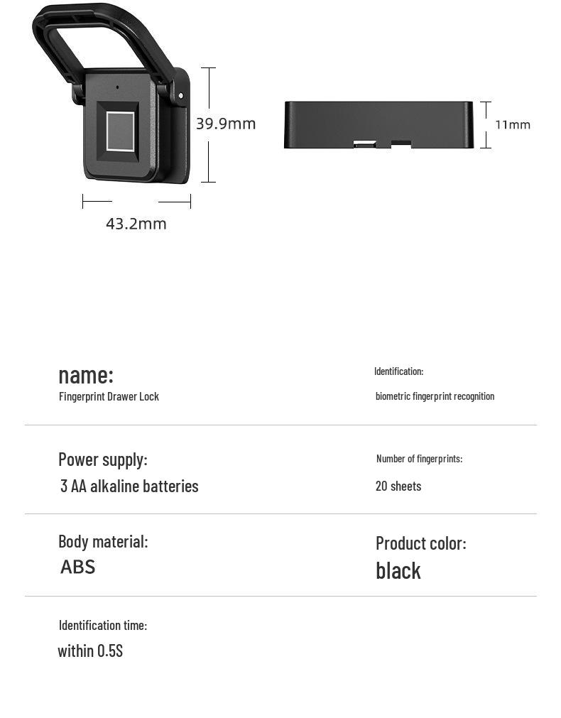 NFC Smart No-Drill Furniture and Drawer Lock: Multi-Functional Fingerprint Anti-Theft Lock for Office Doors.