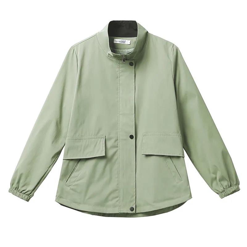Ветровка, женская короткая куртка, весенняя свободная модная куртка с тонким воротником-стойкой