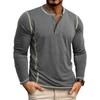 Men'S Button Up Long Sleeved Fashionable Casual Sports Top