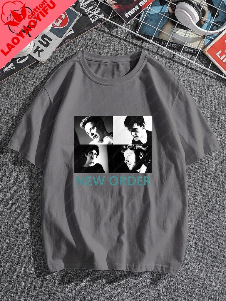 Stylish Retro 80s New Order Band Print Tshirt Unisex Casual Shortsleeved Shirt Top Cotton Tshirt For Spring And Summer