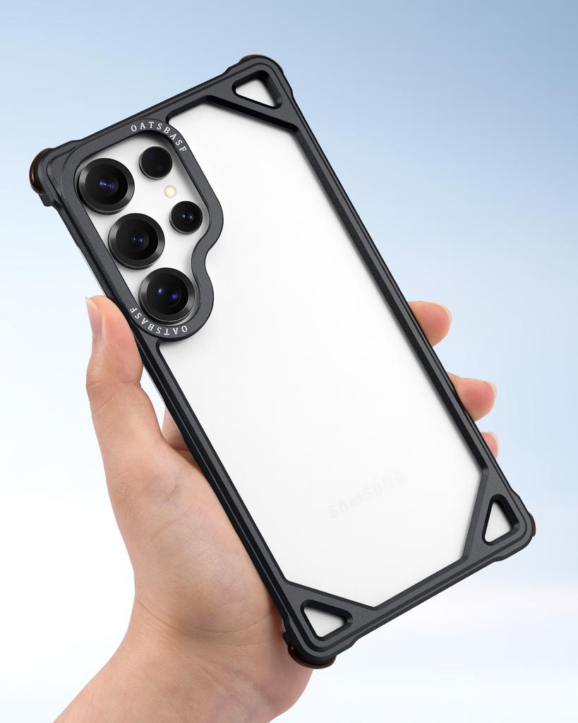 Oatsbasf Metal Frameless for Samsung Galaxy S25 Ultra Phone Case Minimalist Bumper Ultra-thin Protective Cover Wireless Charging