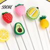 Stir Stick Cocktail Stick, Stainless Steel Mixing with Durian Pineapple Strawberry Mixer Watermelon Rubber Top Decor, Drink Stirrer for Bar