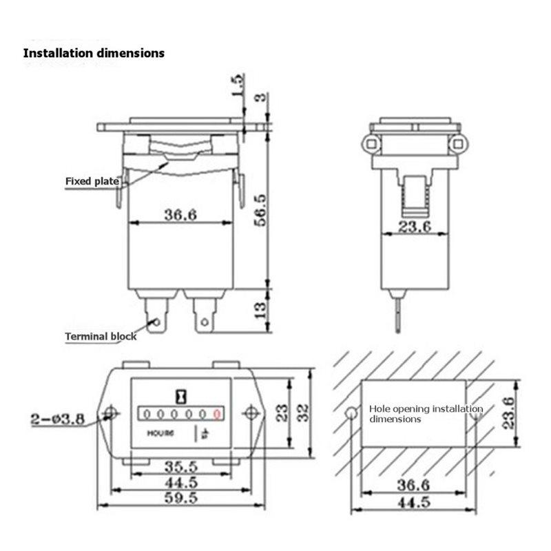 AT19-SYS-1 DC 10V-80V Часовой счетчик Прямоугольный Герметичный Для Инженерного Транспорта Генератора