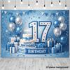 Фон для баннера на 17-й день рождения, 2D, сине-белая тематика дня рождения yzb