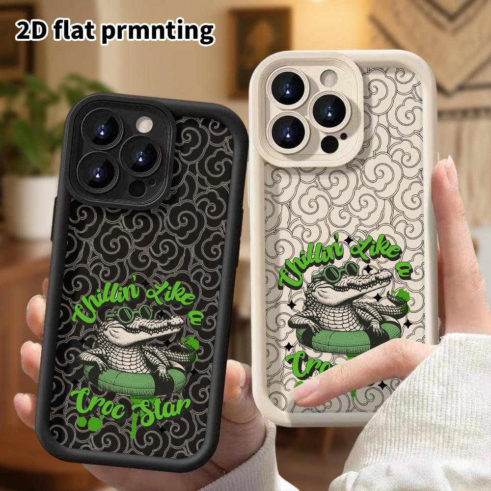 Чехол для телефона: 2D плоский дизайн, подходящий для iPhone 18 17 16 15 14 13 Pro, многоуровневый защитный чехол, отпускной крокодил, рождественские и хэллоуинские подарки