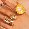 Кольцо-заявление из смешанного металла на палец с имитацией жемчуга Художественное Неправильное