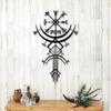 One Piece Viking Metal Decor Rune Wall Decor Norse Mythology Art Metal Wall Decor Metal Wall Hanging Gift 16.1 Inches/40.9 Cm