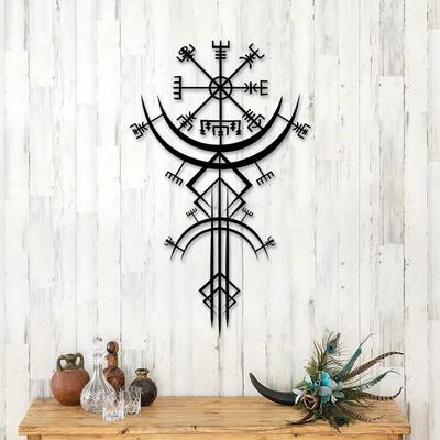 One Piece Viking Metal Decor Rune Wall Decor Norse Mythology Art Metal Wall Decor Metal Wall Hanging Gift 16,1 дюймов/40,9 см
