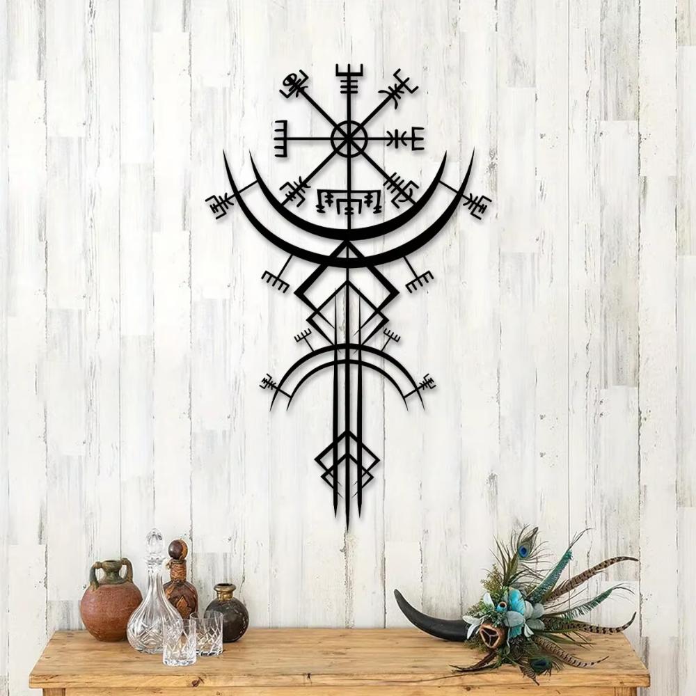 One Piece Viking Metal Decor Rune Wall Decor Norse Mythology Art Metal Wall Decor Metal Wall Hanging Gift 16,1 дюймов/40,9 см