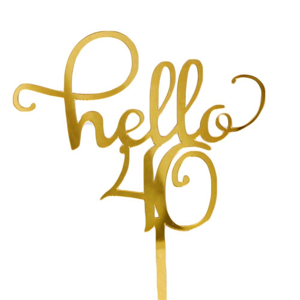 Свадебные принадлежности Юбилейная вечеринка Топпер для торта Буква Число Золотой акрил Привет 21/30/40/50/60