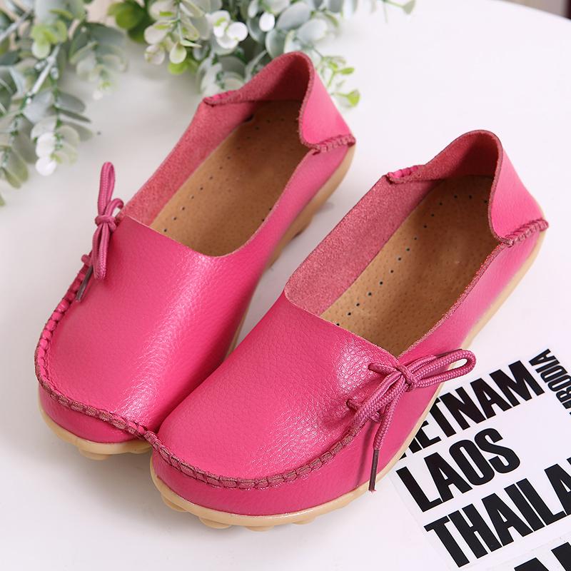 Women's Genuine Leather Platform Shoes Lace-Up Adjustable Retro Comfy Walking Non-Slip Large Size Mom Shoes