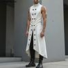 Men Sleeveless Zip-up Decorative Buttons Casual Long Cardigan Waistcoats