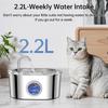 2.2L Cat Automatic Drinking Water Dispenser Smart Dogs Fountain Pet Auto Feeder With Visible Window Stainless Steel Water Bowl