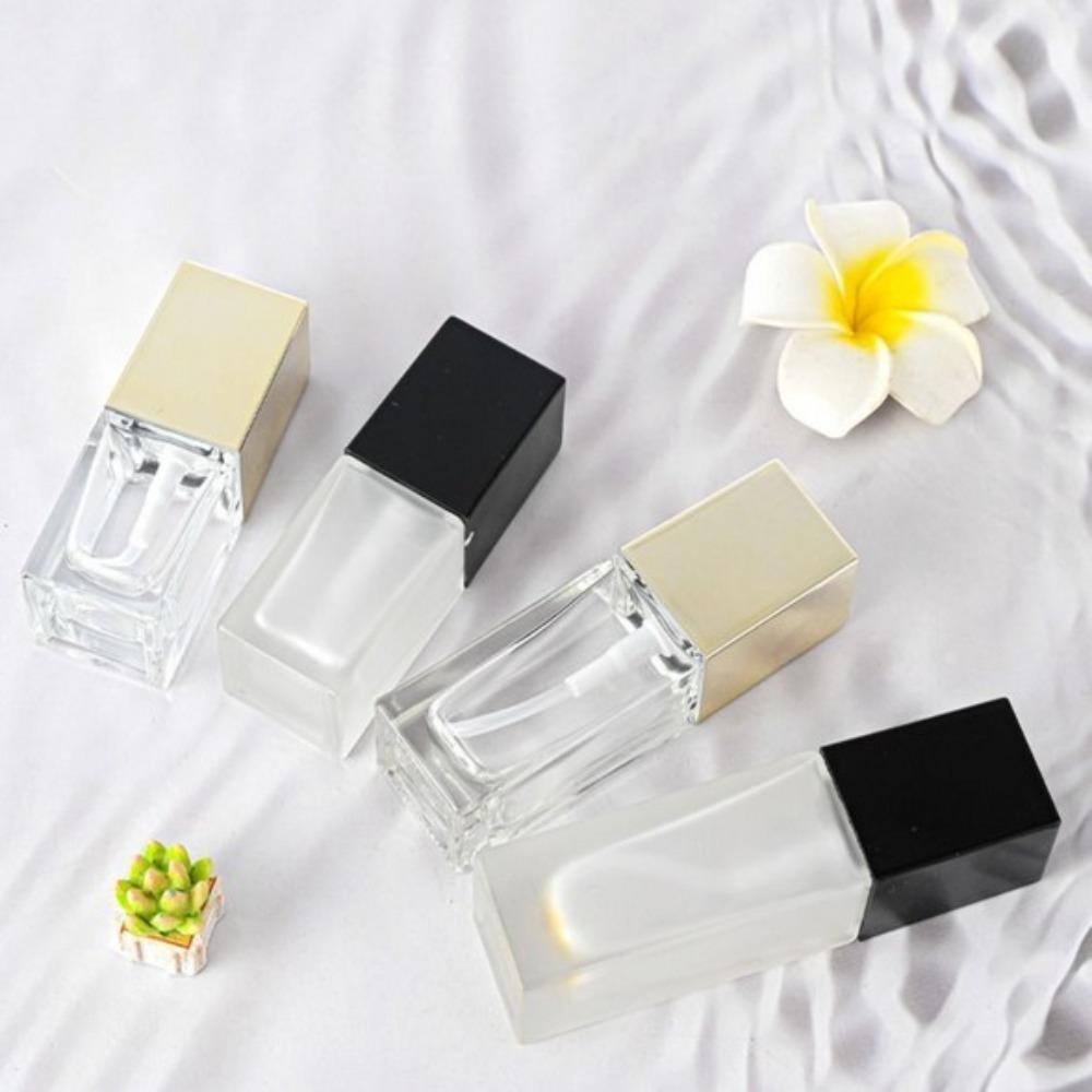 Transparent Split Bottle Glass Square Liquid Foundation Bottle Isolation Cream Packaging Bottle