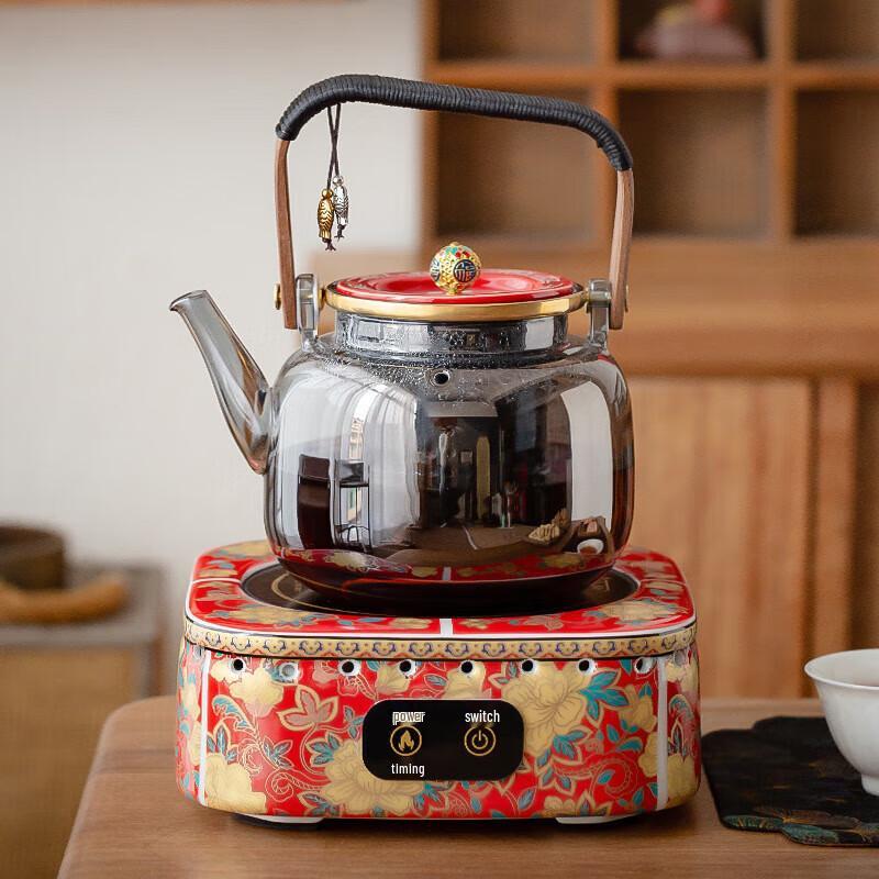 Handmade Ceramic Enamel Beam Handle Teapot