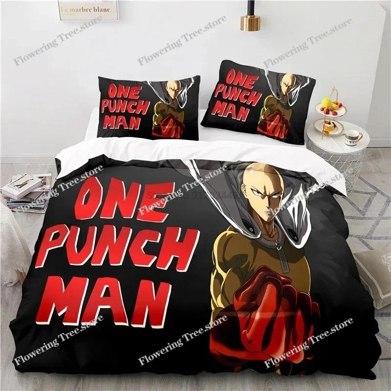 ONE PUNCH-MAN Мультяшные Комплекты Постельного Белья Аниме Принт Пододеяльник с Наволочкой Домашний Текстиль Размер Twin Full Queen King