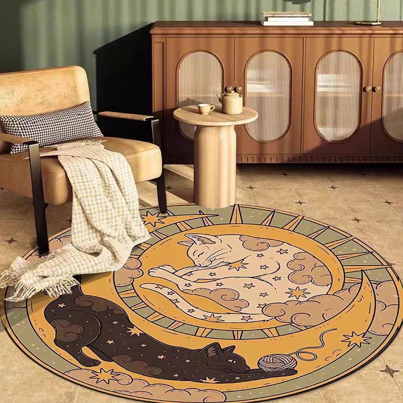 VIKAMA Cute Sun, Moon And Kitten Carpet Is Soft And Machine Washable, Suitable For Living Rooms, Bedrooms And Home Decoration