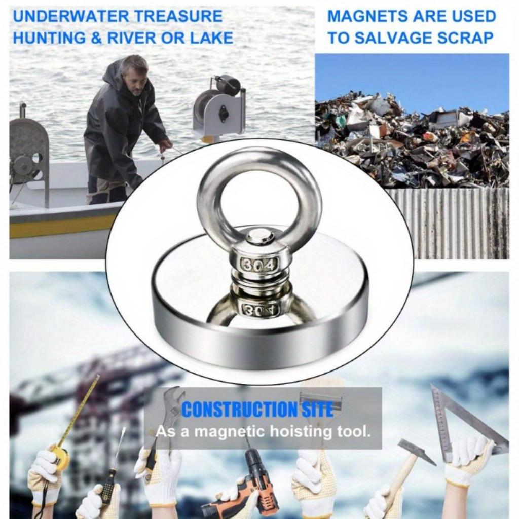 Суперсильный неодимовый рыболовный магнитный крючок N52, сверхмощный редкоземельный магнит с рым-болтом с потайным отверстием, спасательный магнит 48-60 мм