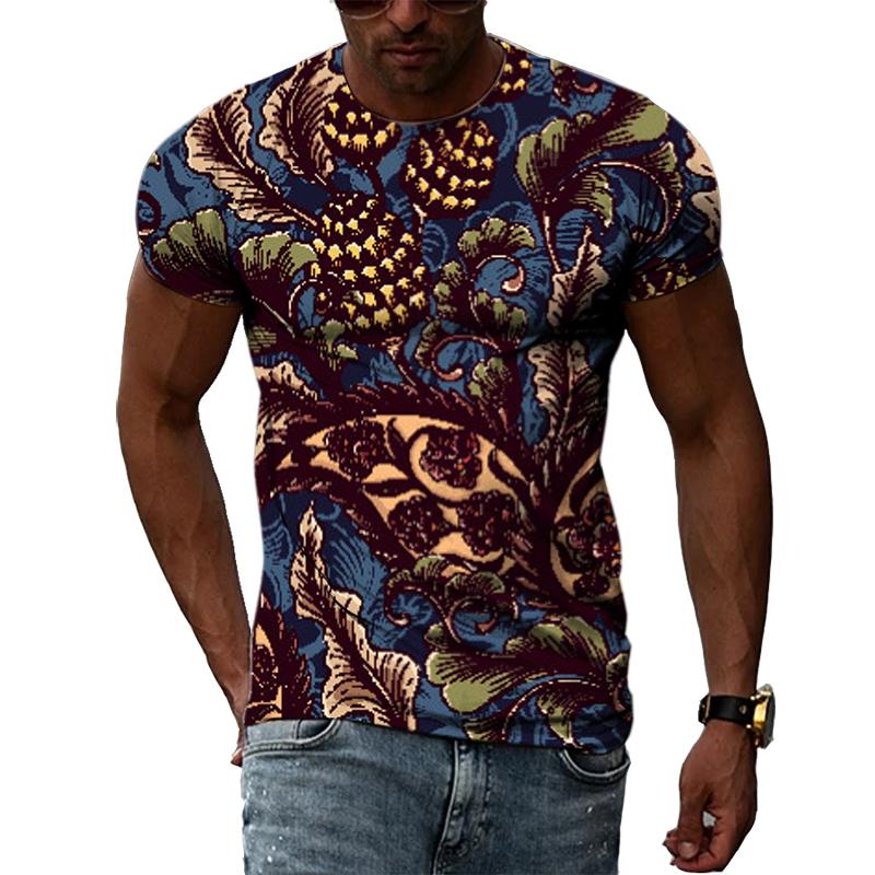 Летняя модная национальная характеристика 3D-печать графика личность хип-хоп культура мужчины круглый вырез короткий рукав футболка