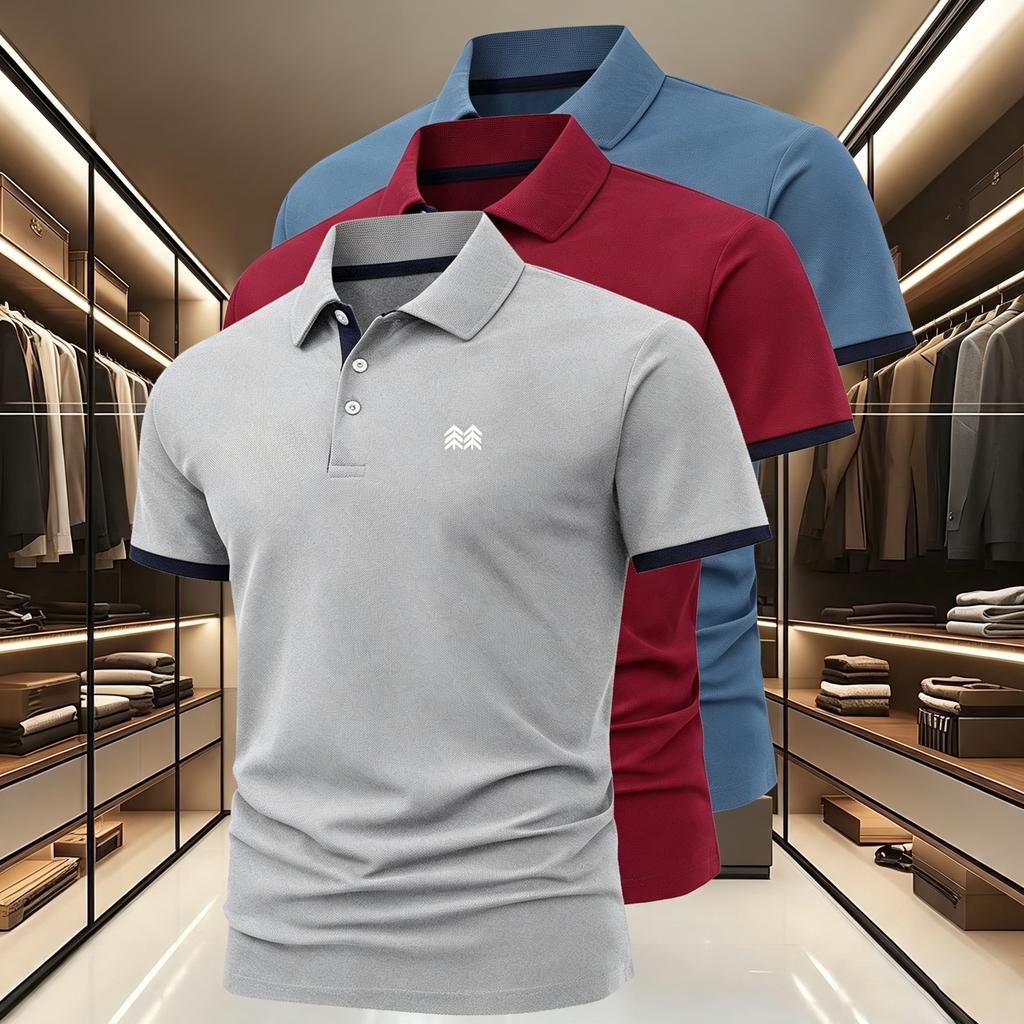 3Pack Short-Sleeve Polo Shirt with 3Button Collar, Contrast-Color Trim, Soft and Comfortable Against the Skin—Casual and Athletic Top