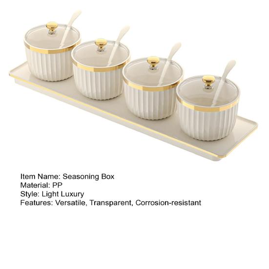 Банки для специй Отдельные контейнеры для приправ Прозрачные акриловые банки с ложками Поднос Пластик без BPA