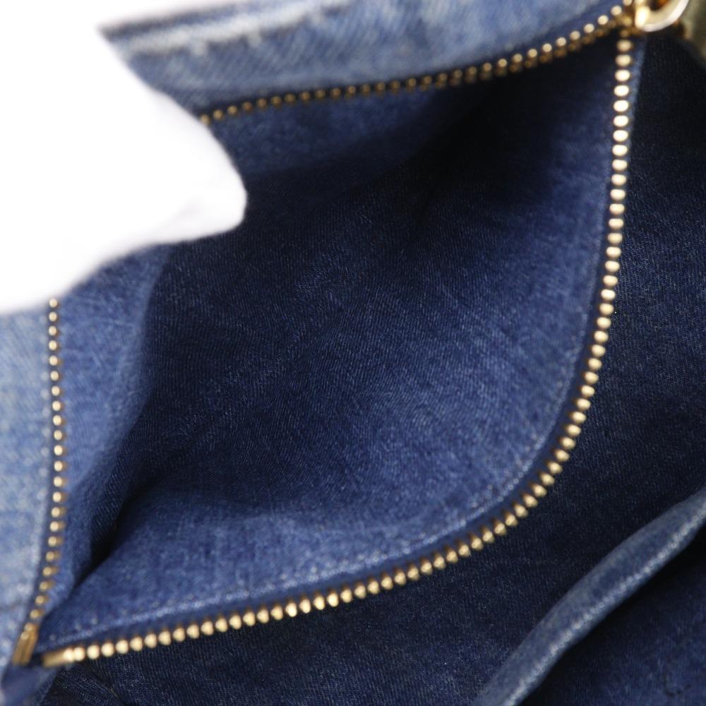 Prada Canapa Handbag 1BG439 Tote Bag Blue Denim Women Used