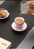Su's Ceramic Enamel Color Palace Style Ceramic Personal Tea Cup Tea Tray Gift Box Accompanying Gift (Pink)