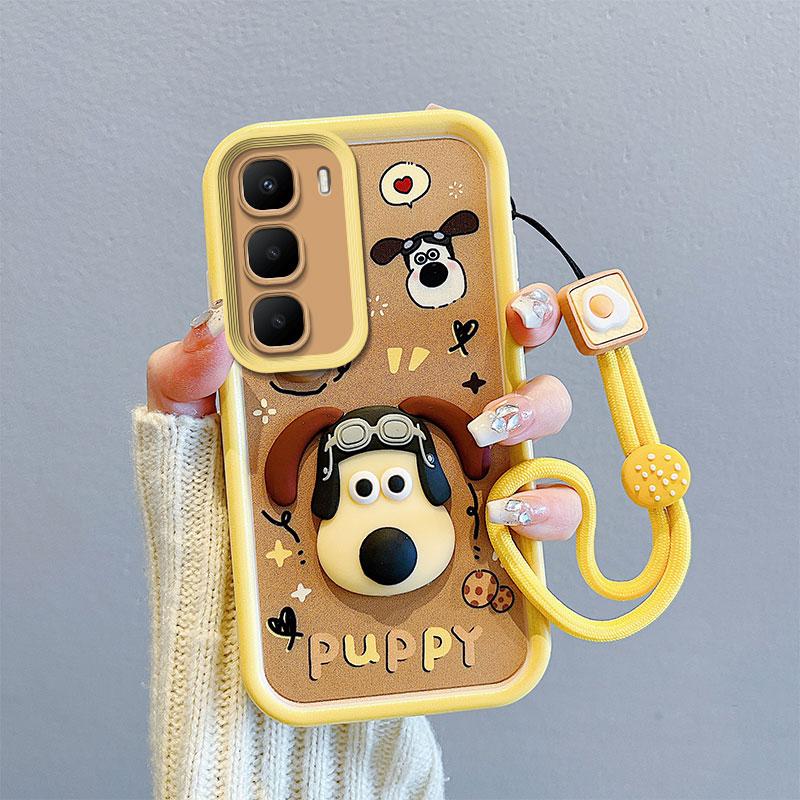 KEYSION Shockproof Case for Infinix Hot 60i 60 5G with Lanyard Soft Silicone Cute 3D Cartoon Doll Phone Back Cover for Infinix Hot 60 Pro+