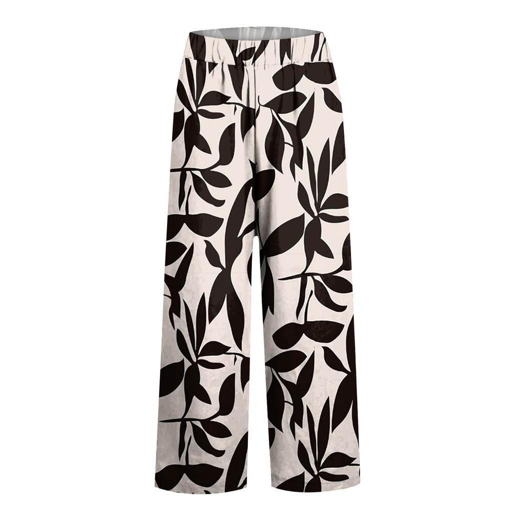 Женские повседневные модные принтованные прямые брюки с карманами