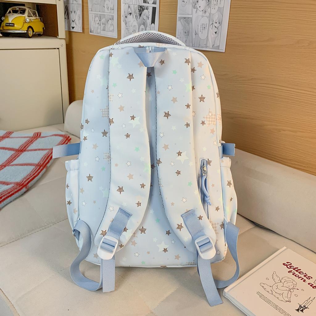 Школьный рюкзак корейский ins молочно-белый звезды холодное ощущение студенческий стиль 1-1 класс девочка класс путешествие досуг школьная сумка