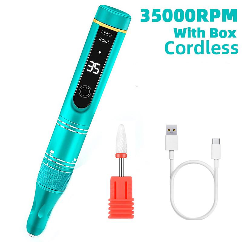 35000RPM Electric Nail Drill Machine Cordless Nail Sander for Nail Polish Rechargeable Portable Nail File for Acrylic Gel