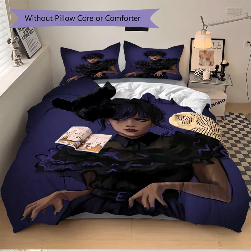 3pcs Wednesday Bedding Set. Soft and Comfortable with No Core Included (1x Duvet Cover + 2x Pillow Covers) yy251009167