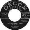 7-дюймовая пластинка KITTY WELLS & WEBB PIERCE - Oh' So Many Years / Can You Find It 930183 Decca 1957 Канада Фолк Б/У