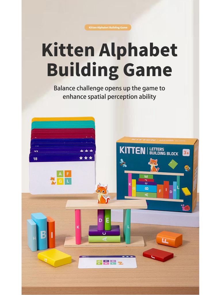 Penguin-Themed Wooden Alphabet Stacking Blocks for Kids