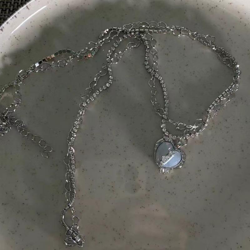 Kpop винтажный готический Y2K кулон с синим сердцем, колье на ключицу, цепочки и ожерелья для женщин и девочек, ошейники в стиле панк, гранж, эстетические украшения