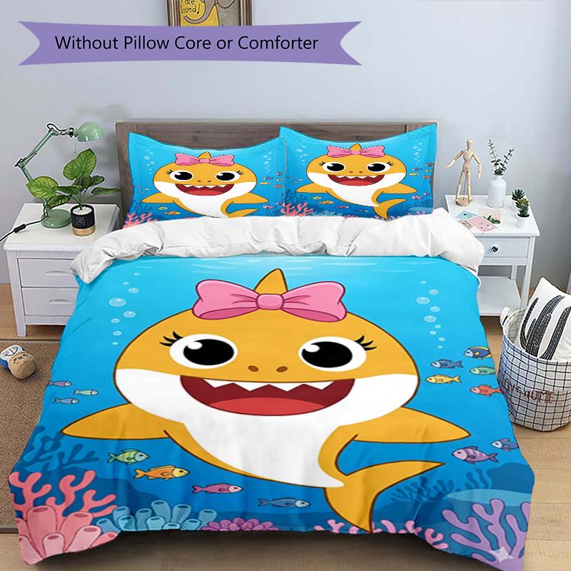 3pcs Shark Bedding Set Duvet Cover Closure Includes 1 Duvet Cover & 2 Pillowcases, Soft and Comfortable for All Seasons.