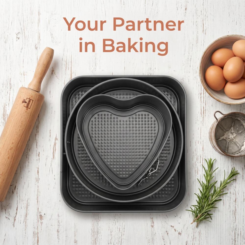 3pcs Removable Bottom Cake Pan Set Carbon Steel Cheesecake Pan Set Baking Tool Bakery Catering