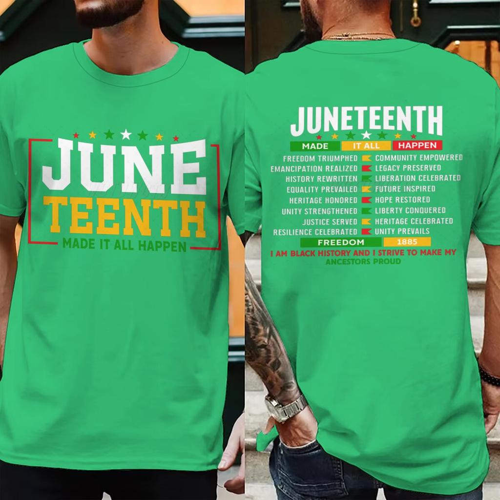 Juneteenth Made It All Happen Tshirt Unisex Unisex Black History Freedom Tee 1865 Freedom Front Back Print Tshirt