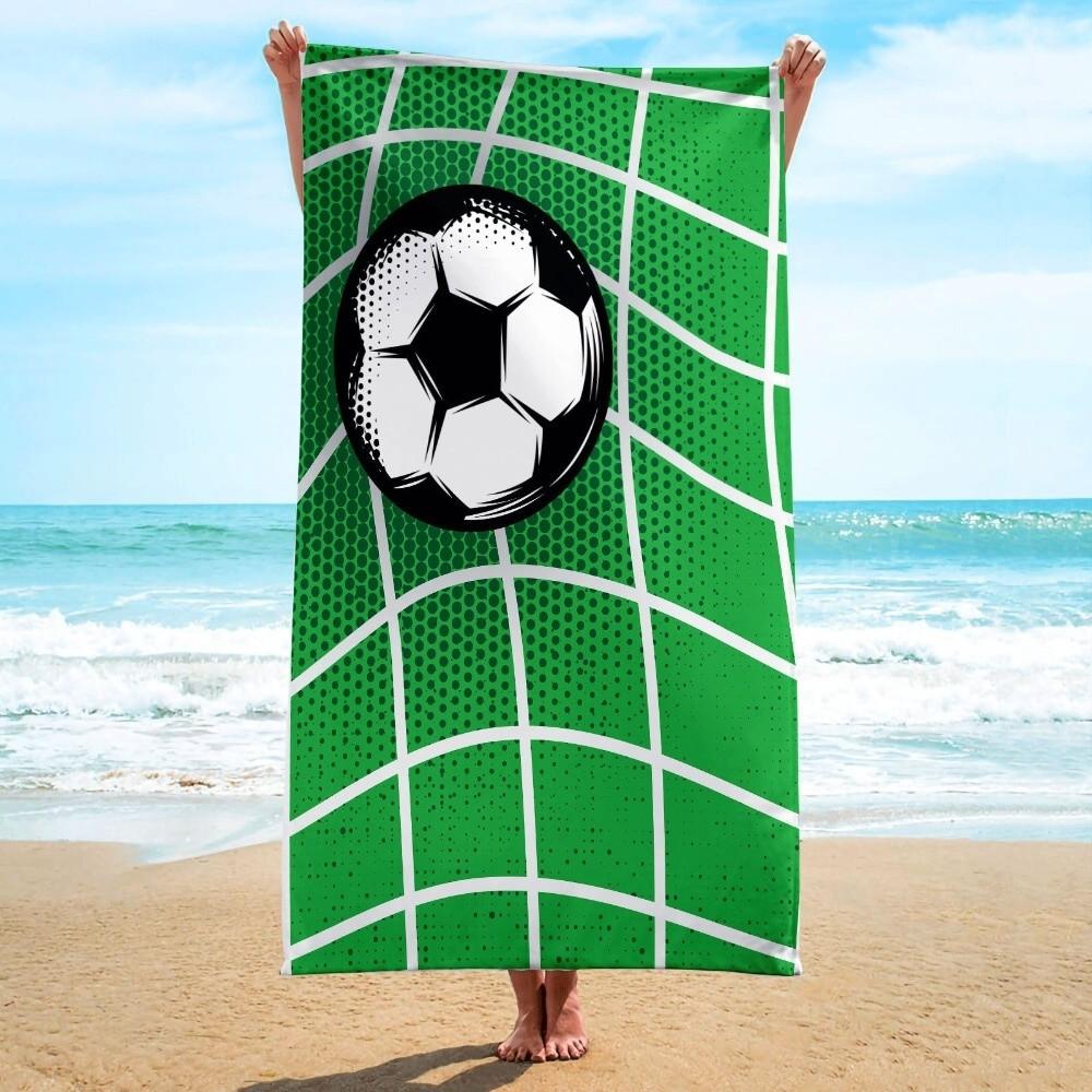 Portable Football Print Beach Towel Soft Shower Towel Creative Quick-Dry Beach Scarf Beach