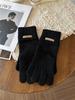 Women’s Soft Touch Full-Finger Gloves - Autumn Winter Warm Touchscreen Compatible Mittens, Hole Design for Hand Protection