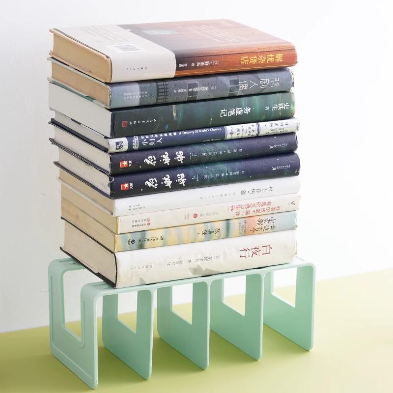 Настольная книжная полка-подставка с 4 отделениями Декоративная книжная полка для хранения Школьные канцелярские товары Офисный настольный стеллаж для документов