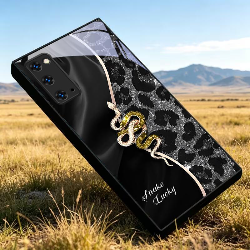 Чехол из черного стекла с принтом леопарда, розы и змеи для Samsung Galaxy S20 S21 S22 S23 Plus S24 FE S25 Ultra S26 Edge S25+ S20