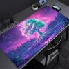 Glowing Neon Tree Of Life Gaming Mouse Pad Psychedelic Galaxy Starry Night Forest Lake Extended Desk Mat Nonslip Gamer Office