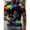Men's Colorful Paw Graphic Print T-shirt, Casual Short Sleeve Crew Neck Tee, Men's Clothing For Outdoor